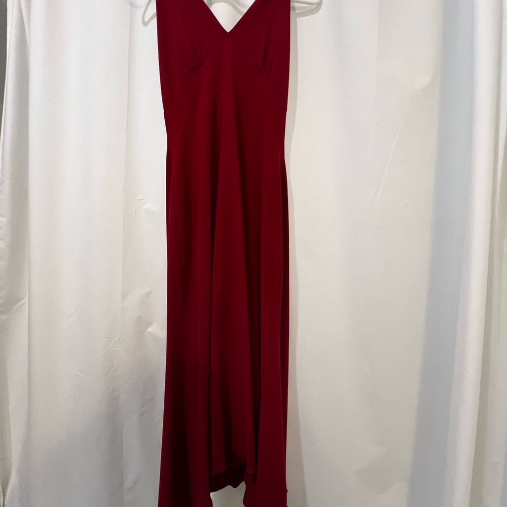 Vintage Y2K Wet Seal Halter Backless Asymmetrical Red Dress, size Small